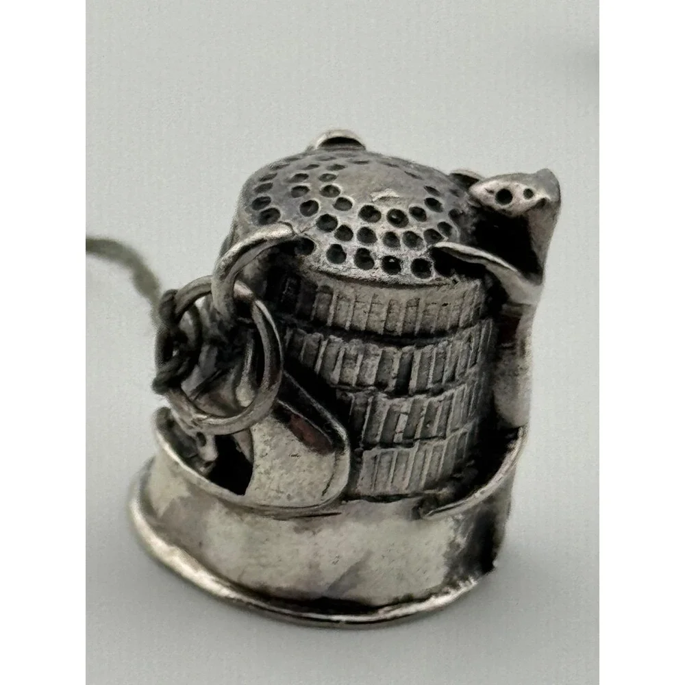 REO‎ Sterling Silver Cat Kitten Thimble Shaped Pendant